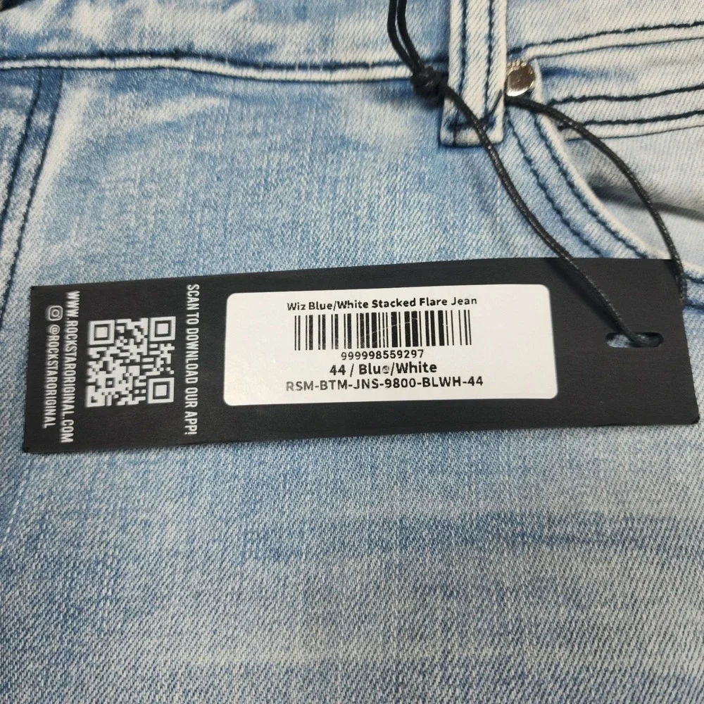 Rockstar Original Jeans Mens Size 44 Blue Distressed Stretch Denim Pants NWT